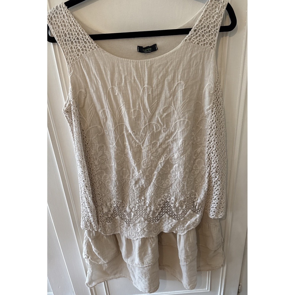 Cherishh Made In Italy Linen Layered Boho Chic Dress M